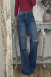 Trixiedress High Rise Ripped Straight Leg Denim Pants