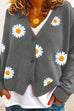 Trixiedress V Neck Button Up Daisy Embroidery Sweater Cardigan