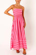 Trixiedress High Waist Back Cut Out Striped Maxi Cami Dress