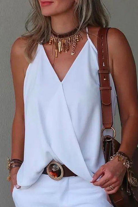 Trixiedress V Neck Solid Summer Cami Top