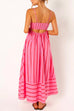 Trixiedress High Waist Back Cut Out Striped Maxi Cami Dress