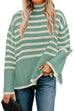 Trixiedress Turtleneck Side Split Striped Sweater