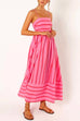 Trixiedress High Waist Back Cut Out Striped Maxi Cami Dress