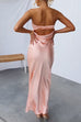 Trixiedress Strapless Tube Backless Satin Maxi Dress