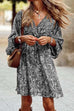 Trixiedress Wrap V Neck 3/4 Sleeves Tie Waist Floral Print Dress