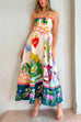 Trixiedress High Waist Cartoon Printed Swing Maxi Cami Dress