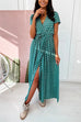 Trixiedress V Neck Tie Waist Polka Dot Maxi Wrapped Dress