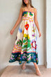 Trixiedress High Waist Cartoon Printed Swing Maxi Cami Dress