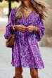 Trixiedress Wrap V Neck 3/4 Sleeves Tie Waist Floral Print Dress