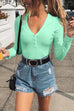 Trixiedress Buttoned V Neck Long Sleeves Bottoming Shirt