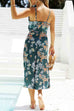 Trixiedress Floral Print Tie Front Cut Out Slit Midi Cami Dress