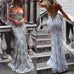 Trixiedress Sequin V Neck Backless Maxi Cami Mermaid Party Dress