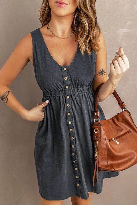 Trixiedress Button Down Sleeveless Dress (in 4 Colors)