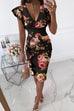 Trixiedress V Neck Sleeveless High Waist Print Dress