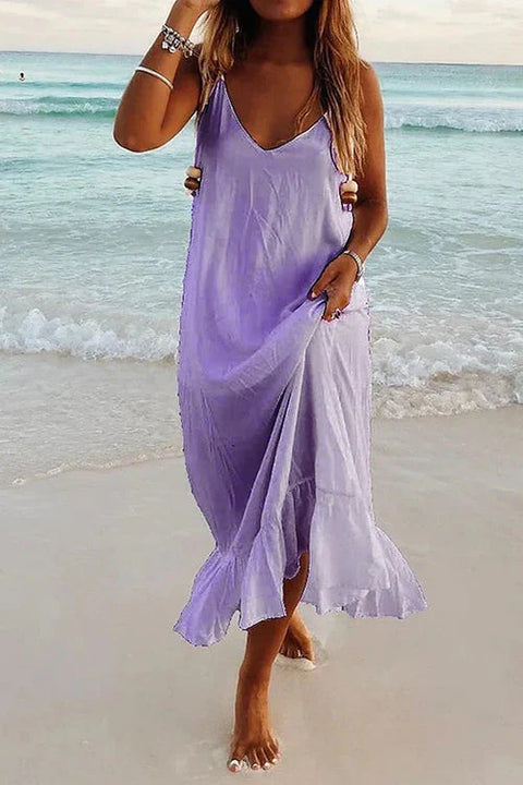 Trixiedress V Neck Ruffle Cami Beach Dress