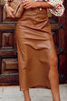 Trixiedress Side Slit Leather Skirt