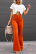 Trixiedress One Button Corduroy Flare Pants with Pockets
