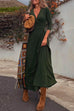 Trixiedress Wrap V Neck Long Sleeve Waisted Swing Maxi Dress