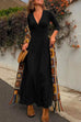 Trixiedress Wrap V Neck Long Sleeve Waisted Swing Maxi Dress