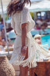 Trixiedress V Neck Hollow Out Crochet Tassel Cover Up Dress