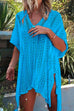 Trixiedress V Neck Crochet Hollow Out Cover Up Dress