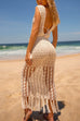 Trixiedress Tassel Sleeveless Crochet Hollow Out Cover Up Dress