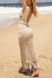 Trixiedress Tassel Sleeveless Crochet Hollow Out Cover Up Dress