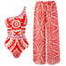 Trixiedress Printed One Shoulder Tummy Control Swimsuit and Wide Leg Cover Up Pants Set