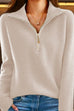 Trixiedress Half Zipper Up Ribbed Knit Pullover Sweater
