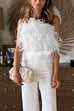 Trixiedress Fuzzy Feather Crop Tube Top