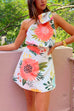 Bow Knot One Shoulder Waisted Floral Mini Dress