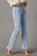 Trixiedress Raw Hem Distressed Straight Leg Denim Pants