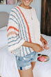 Trixiedress Crewneck 3/4 Sleeve Striped Sweater