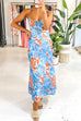 Trixiedress Spaghetti Strap Twist Back Printed Maxi Vacation Dress