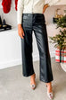 Trixiedress One Button Straight Leg Faux Leather Pants