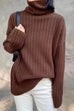 Trixiedress Solid Turtleneck Ribbed Knit Jumper Sweater