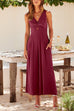 Trixiedress Ruched V Neck Cut Out Sleeveless Wide Leg Jumpsuit