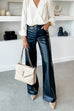 Trixiedress Pocketed Straight Wide Leg Faux Leather Pants