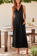 Trixiedress Ruched V Neck Cut Out Sleeveless Wide Leg Jumpsuit