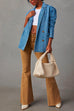 Trixiedress Notch Lapel Button Front Pocketed Denim Blazer