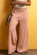 Trixiedress Smocked Elastic Waist Wide Leg Cotton Linen Pants