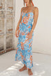 Trixiedress Spaghetti Strap Twist Back Printed Maxi Vacation Dress