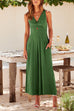 Trixiedress Ruched V Neck Cut Out Sleeveless Wide Leg Jumpsuit