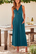 Trixiedress Ruched V Neck Cut Out Sleeveless Wide Leg Jumpsuit