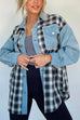 Trixiedress Button Up Pocketed Plaid Splice Shacket