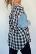 Trixiedress Button Up Pocketed Plaid Splice Shacket