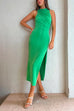 Trixiedress Sleeveless Side Split Ruched Slim Fit Dress