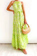 Trixiedress Halter Tie Waist Ruffle Tiered Maxi Printed Holiday Dress