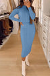 Trixiedress Crewneck Long Sleeves Pullover Pocketed Midi Skirt Cable Knit Set