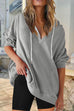 Trixiedress V Neck Drop Shoulder Drawstring Hoodied Sweatshirt